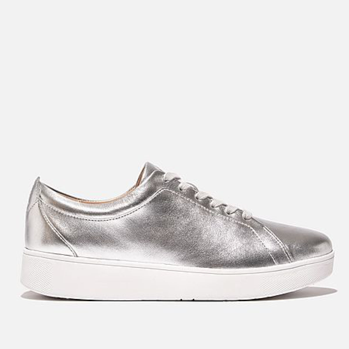 FitFlop Rally Lace-Up Sneaker in Silver—a modern essential crafted for both style and support
