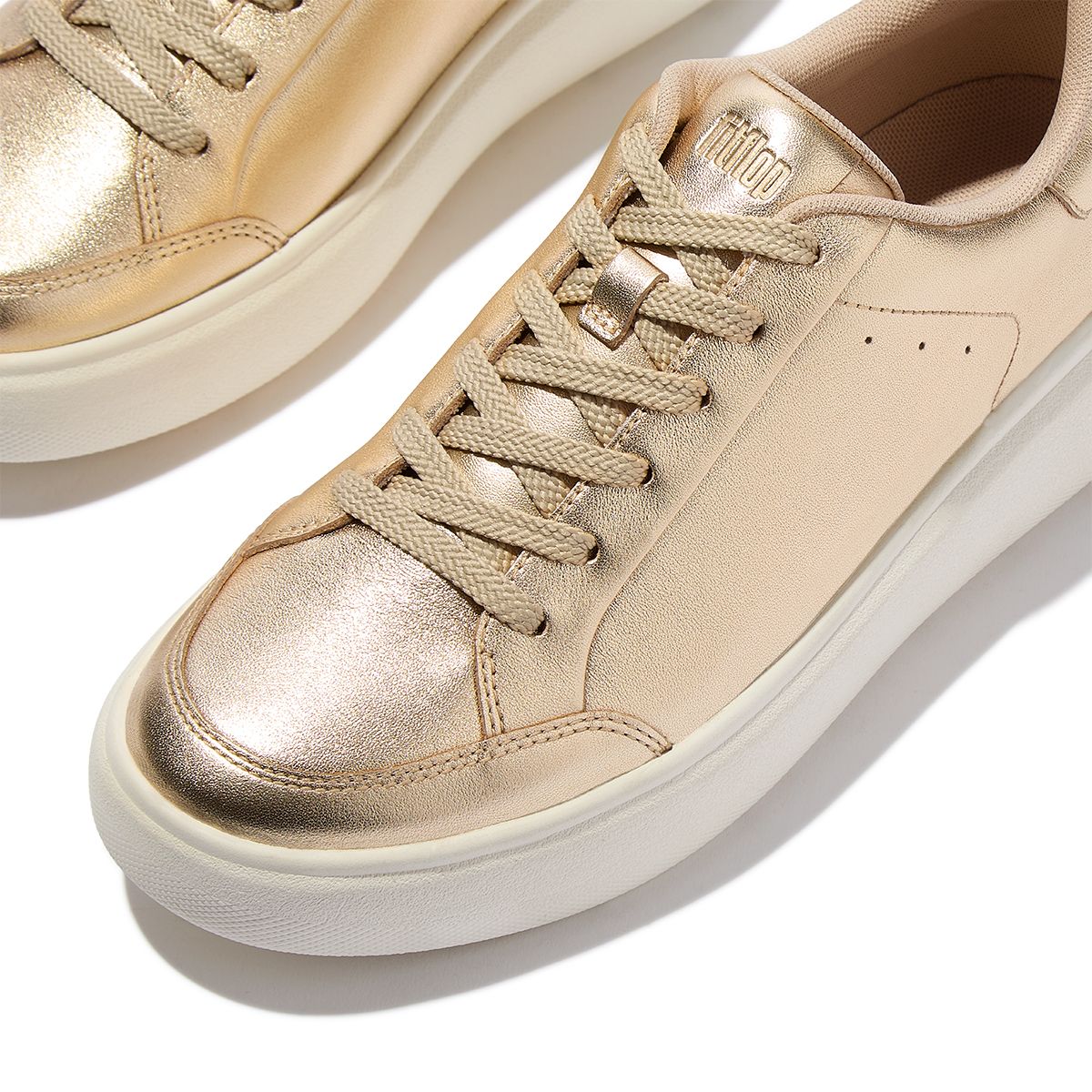 Fit Flop RTG Women's Metallic Leather Sneakers in Platino