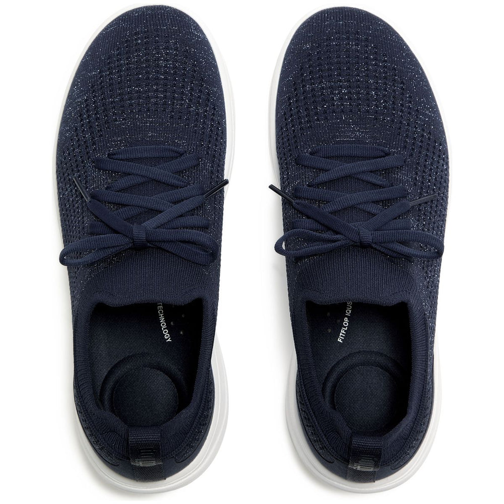 Super-Q Knit Slip-On Slip Resistant Laced Sneakers in Navy