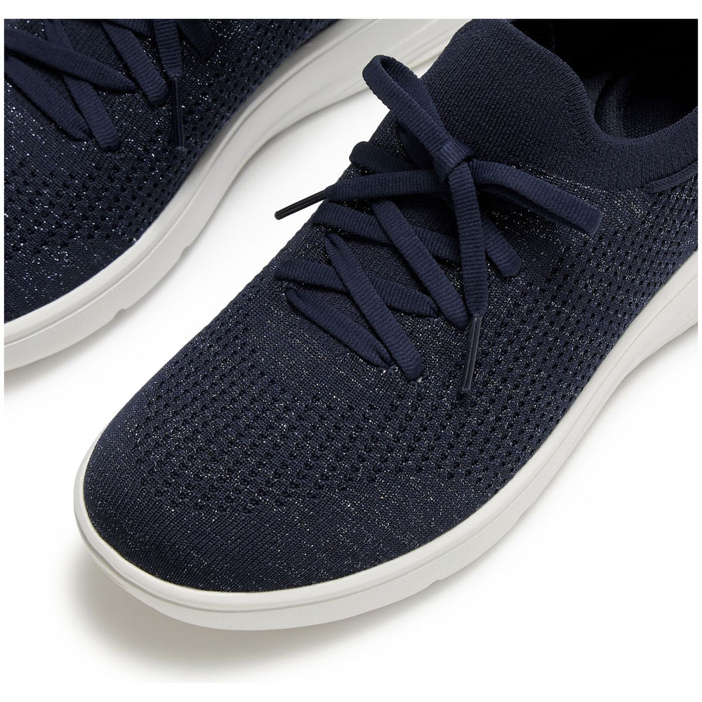 Super-Q Knit Slip-On Slip Resistant Laced Sneakers in Navy