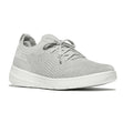 Women’s slip‑on knit sneaker with pull tab, decorative elastic laces, cushioned contoured insole, and flexible rubber outsole for lightweight support and arch comfort. Style #JH9‑B93