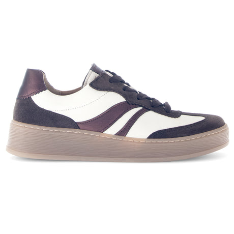 Brown and cream Gabor women's sneakers with suede and leather panels and a chunky translucent sole, 76-475-20.