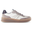 Grey and white Gabor women's sneakers with a chunky translucent sole and scalloped detailing on the laces, 76-475-62.