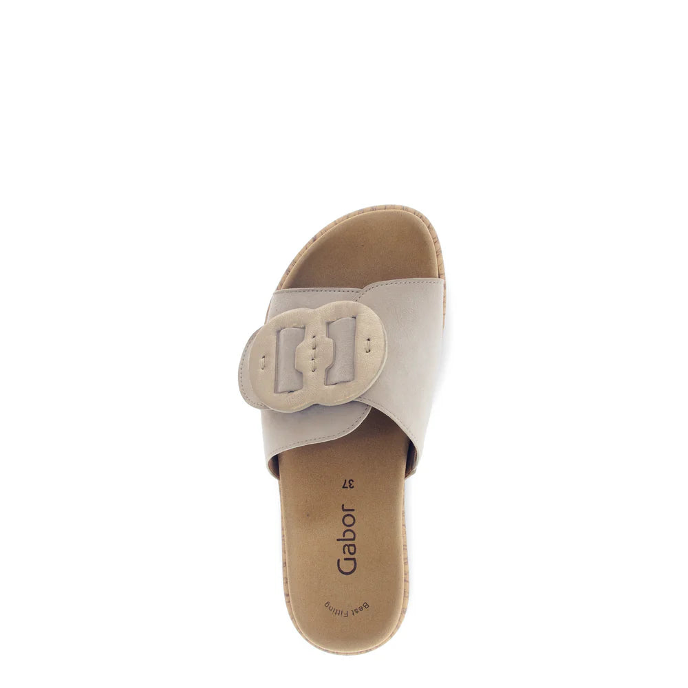 Gabor 760.12 Buckle Slide in Oak/Champagne