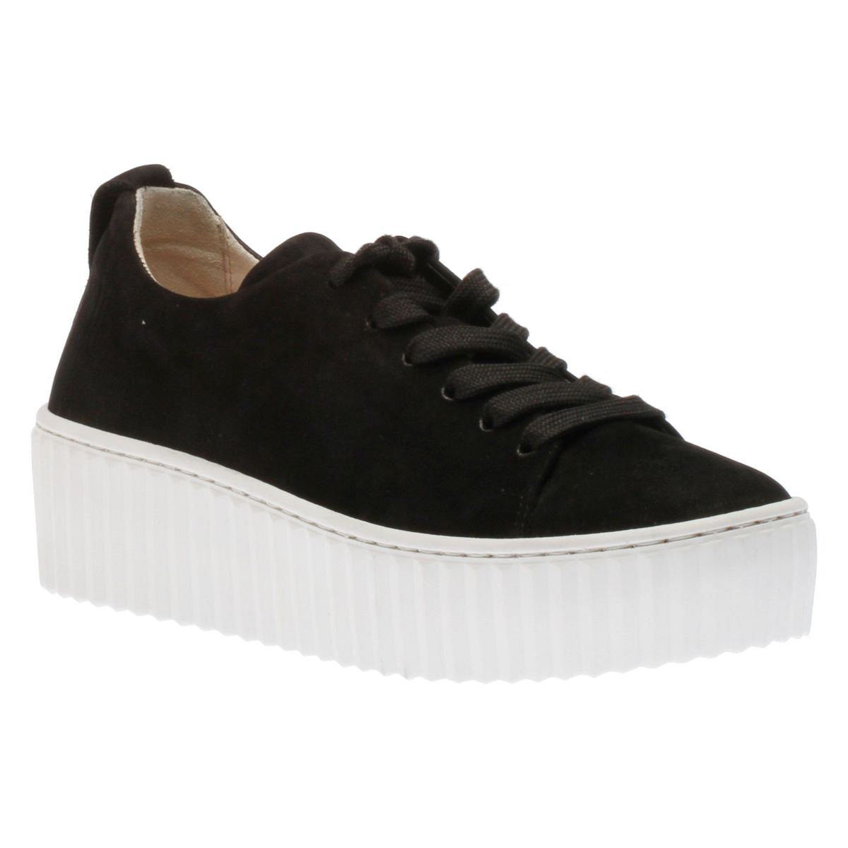 Gabor 93.201.17 Suede Platform Lace-Up Sneaker in Black