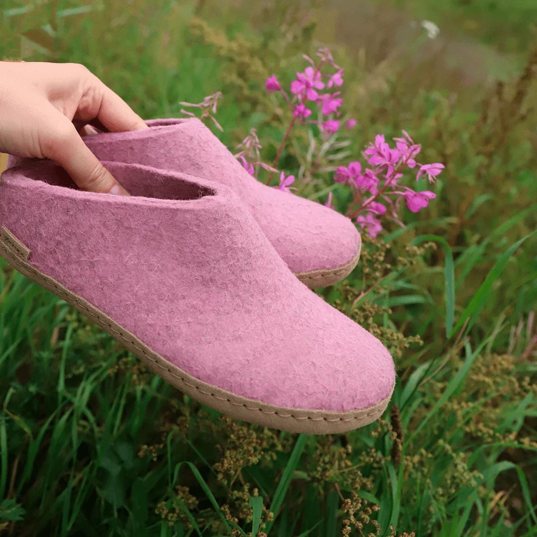 Glerups Wool Slip-On Shoe with Leather Sole – Flower