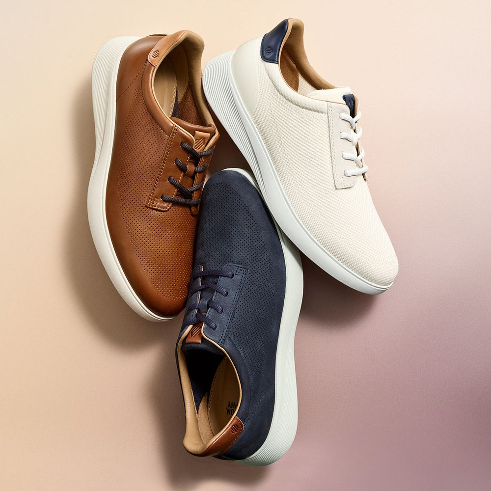 Johnston & Murphy Men's Ackerson Knit Plain Toe Lace-Up Sneaker in Navy