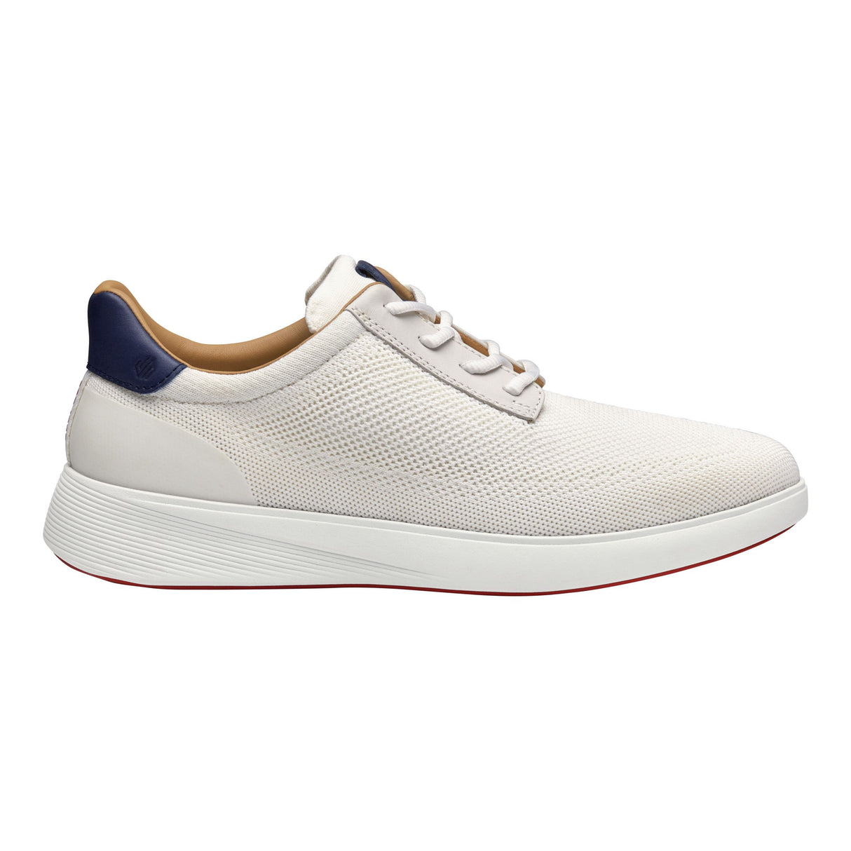 Johnston & Murphy Men's Ackerson Knit Plain Toe Lace-Up Sneaker in White