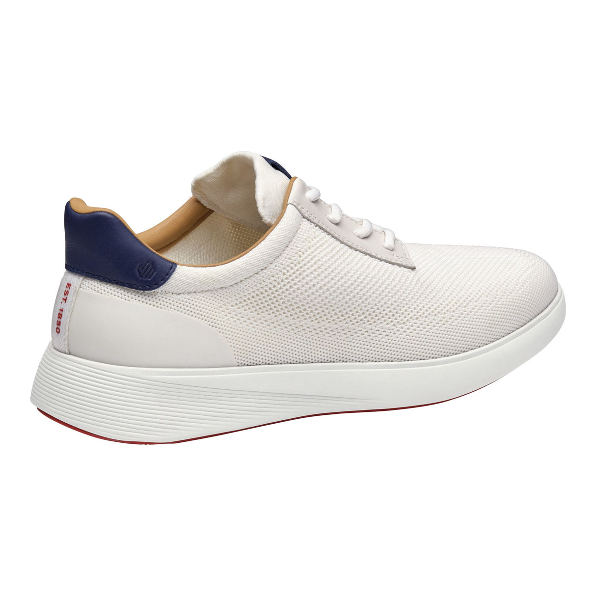 Johnston & Murphy Men's Ackerson Knit Plain Toe Lace-Up Sneaker in White