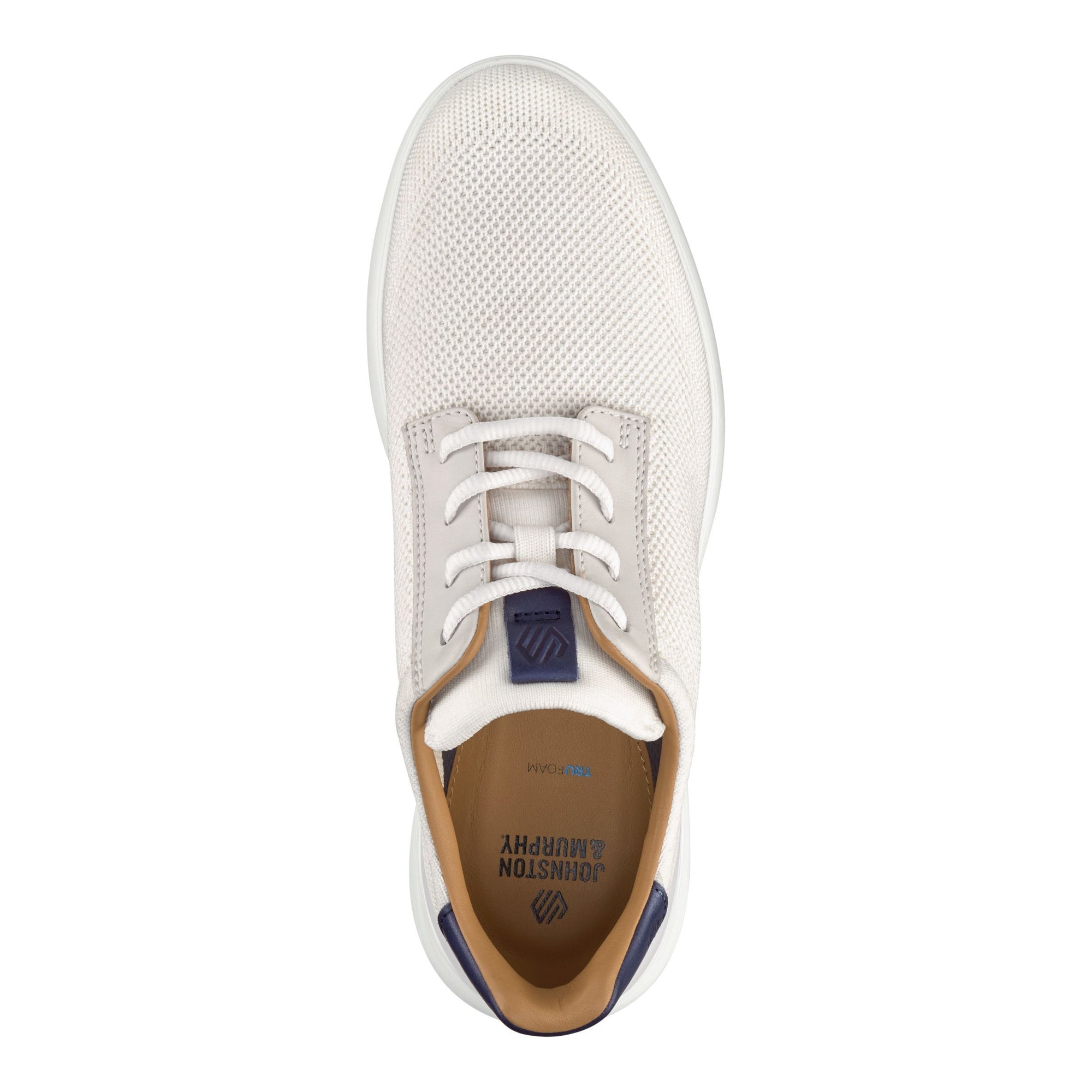 Johnston & Murphy Men's Ackerson Knit Plain Toe Lace-Up Sneaker in White