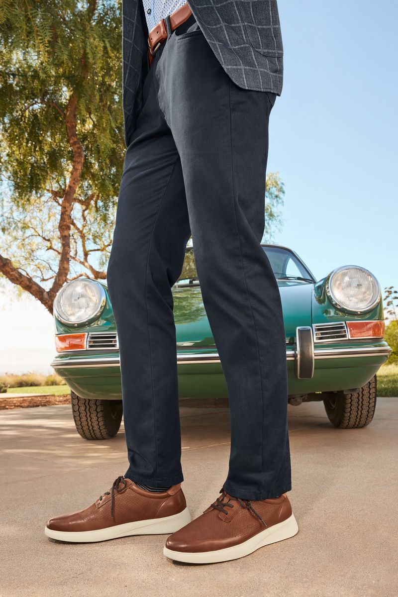 Johnston & Murphy Men's Ackerson Perfed Plain Toe Lace-Up Sneaker in Tan