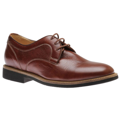 Brown leather dress shoe on a white background. Johnston & Murphy Barlow Lace Men's Shoe in Tobacco