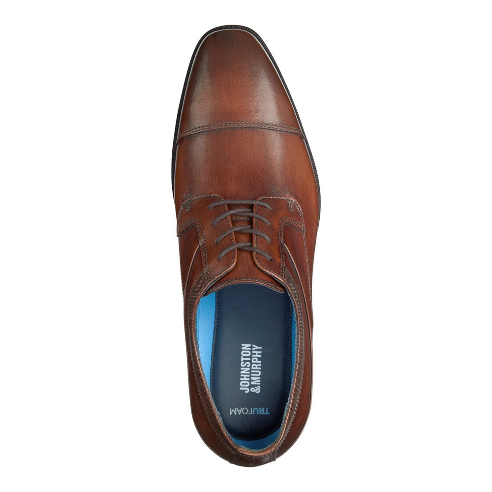 Johnston & Murphy Gibbons Cap Toe Men's Dress Shoe in Mahogany