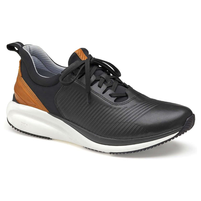 Black and brown sneaker on a white background. Johnston & Murphy XC4 TR1 Luxe Men's Sneaker in Black
