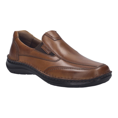 Joseph Seibel 44967-370 cognac leather men's slip-on loafer with visible stitch details and a black sole.