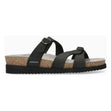 Mephisto Hannel Women's Sandals in Black Nubuck - Style 6000 - Comfortable, All-day wear, soft footbed, leather, classic look, walking shoe, easy on and off, sandal, clog, heel, Mephisto Hannel sandals, women’s black nubuck slides, cork latex footbed sandals, adjustable summer sandals, Mephisto style 6000.