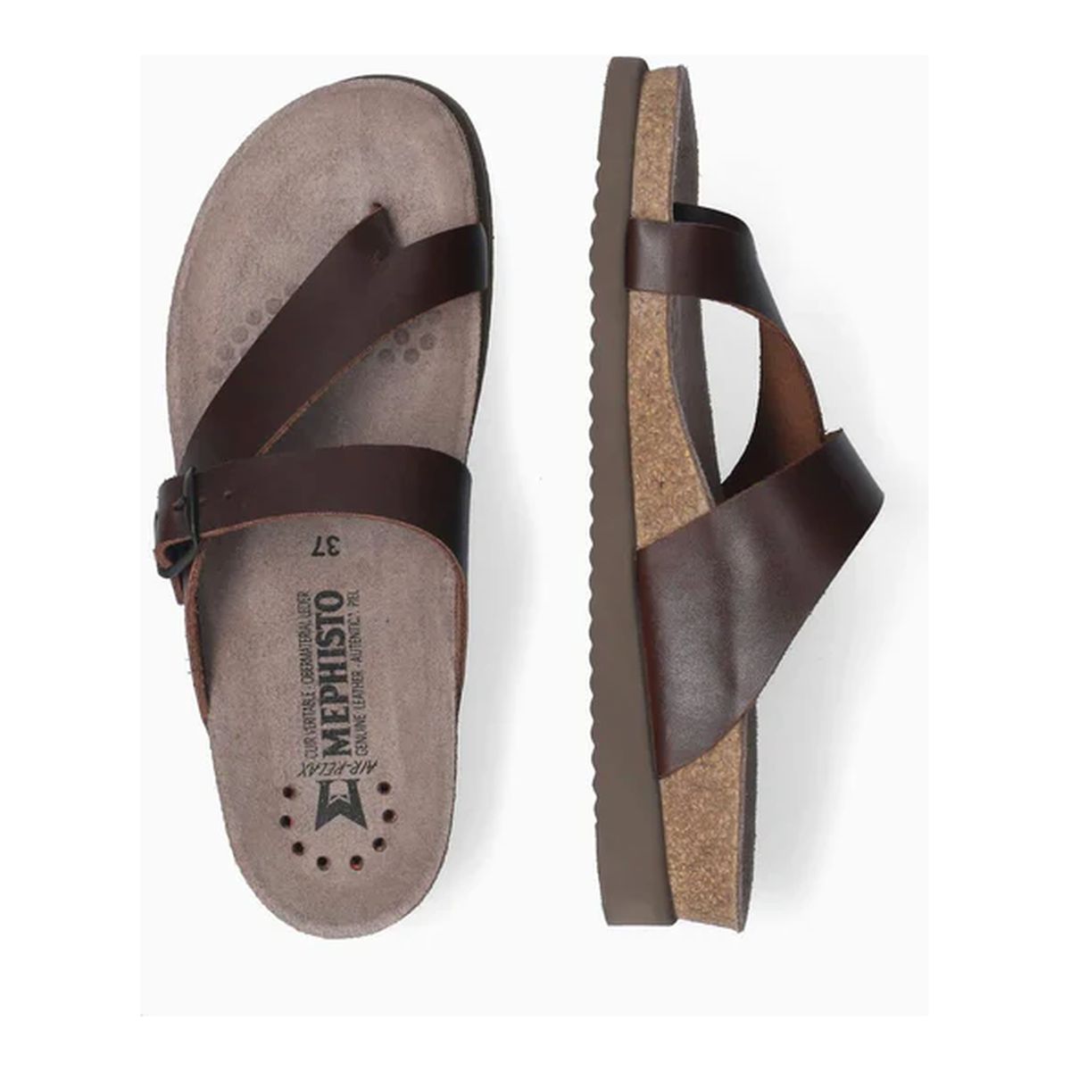 Mephisto Helen Toe Thong Sandals in Chestnut