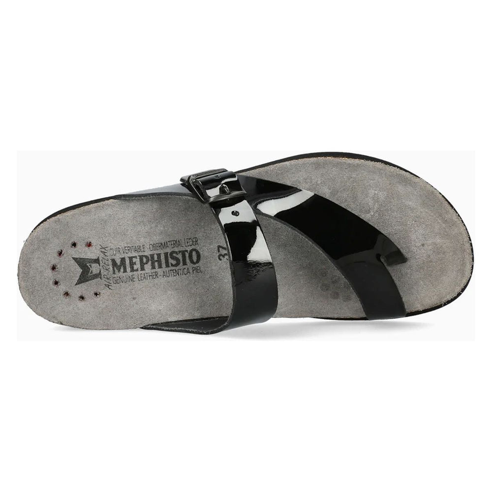 Mephisto Helen Toe Thong Sandals in Black Patent