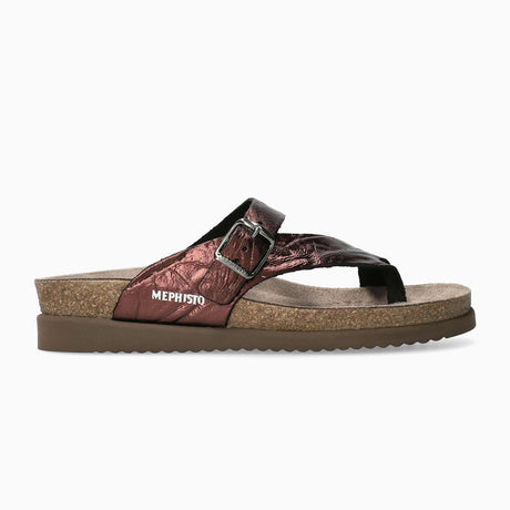 Mephisto Helen Metallics Sandals in Blue Metallic - style 7174 - Comfortable, All-day wear, soft footbed, leather, classic look, walking shoe, easy on and off, sandal, clog, heel, Mephisto Helen sandals, chianti metallic sandals, women’s toe-post sandals, Mephisto 7174, SOFT-AIR footbed, AIR-RELAX comfort. pewter, red.