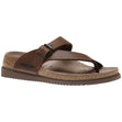 Mephisto women's Helen Plus toe thong sandals in brown leather with an adjustable strap, cork footbed, and a dark ridged sole. HELENP3451.
