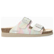 Mephisto Hester Women's Sandals in Multicoloured - style 38977 - A pair of multicoloured leather Mephisto sandals with two adjustable straps, dark buckles, and cork footbeds. 38977 - Comfortable, All-day wear, soft footbed, leather, classic look, walking shoe, easy on and off, sandal, clog, heel, Mephisto Hester sandals, women’s cork sandals, sandals, SOFT-AIR footbed sandals, Mephisto.