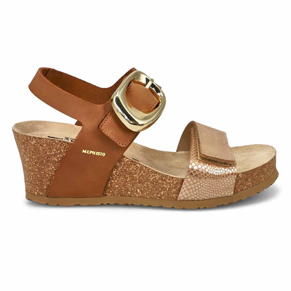 Mephisto Leandre Wedge Sandals in Light Sand