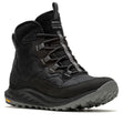 Black winter sneaker boot with visible Merrell branding on a white background. Merrell Women's Antora 3 Thermo Mid Zip Waterproof in Black