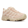 Powder pink Merrell Women's Moab 3 hiking shoe (J038632) with a breathable mesh and suede upper.