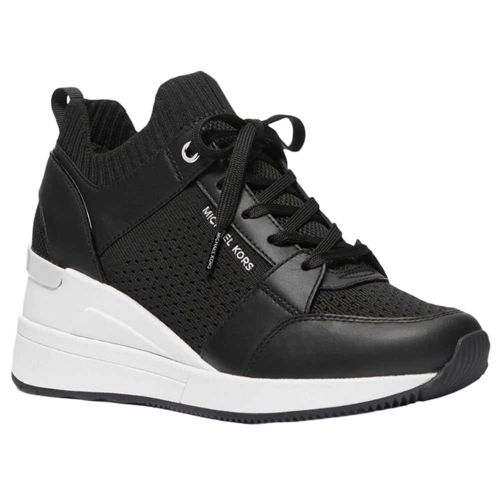 Michael Kors Darby Wedge Sneaker in Black with Silver Accents