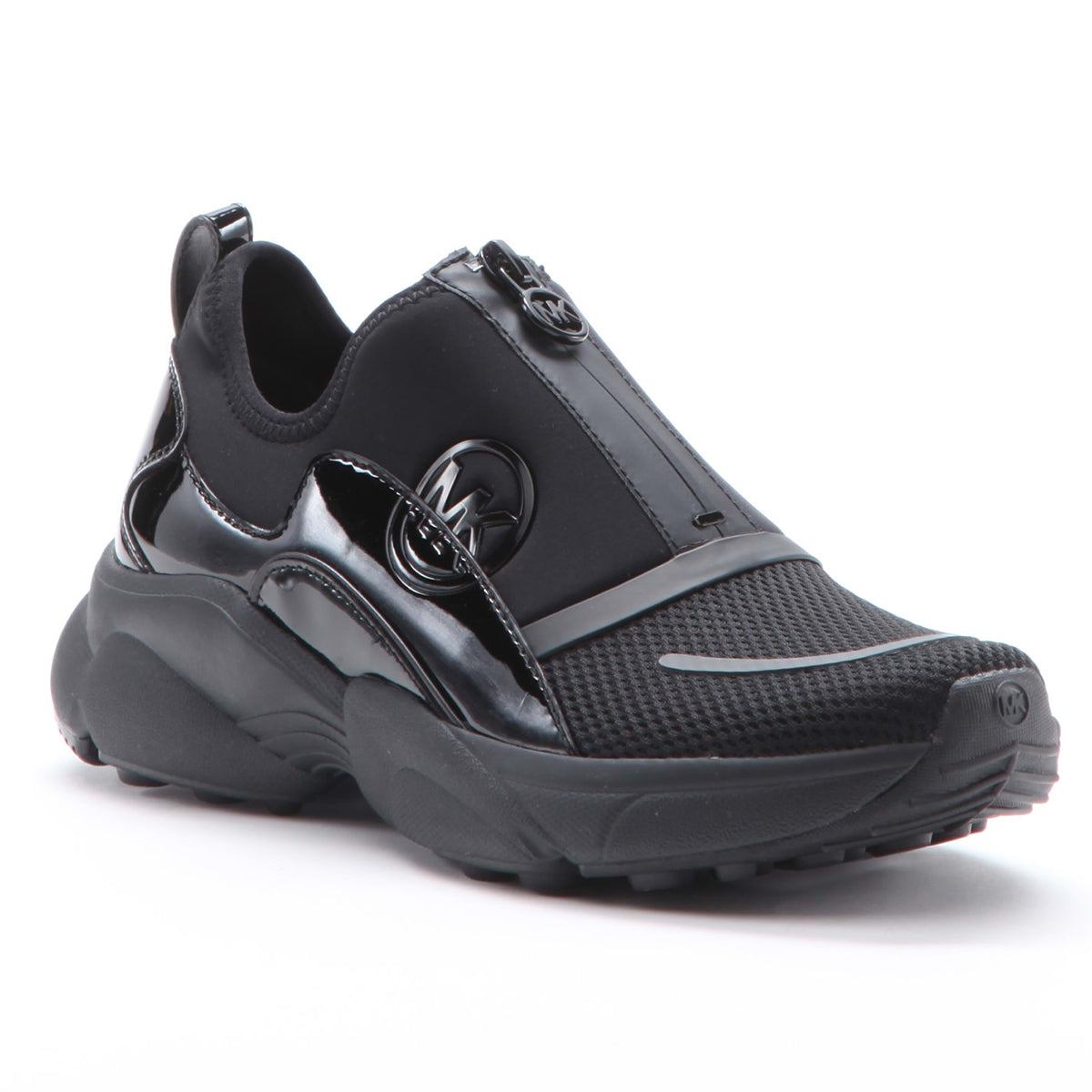 Michael Sami Zip Athleisure Sneaker in Black for women. Easy on/off sneaker.