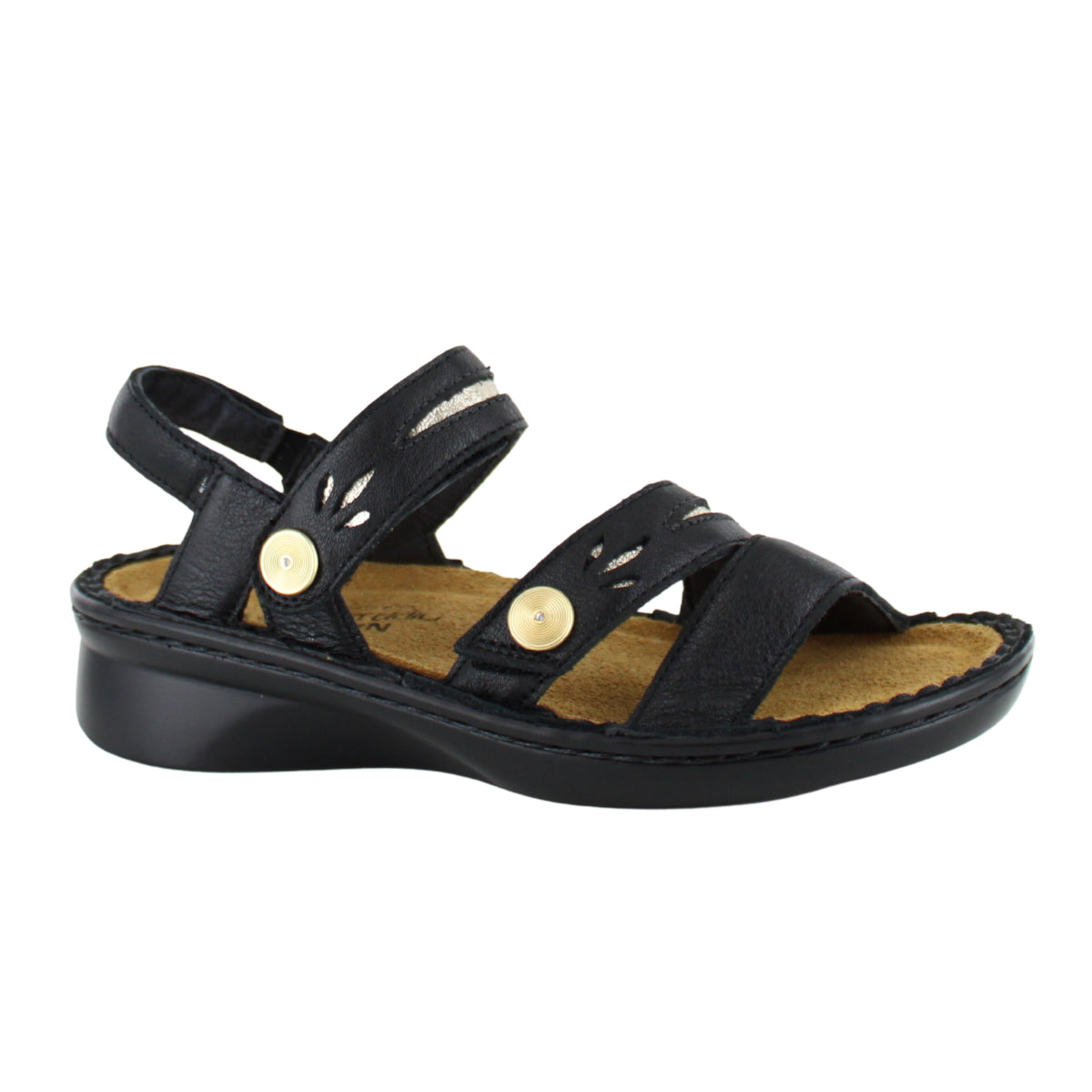 Naot Cadence 3-Strap Sandal in Black