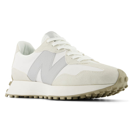 New Balance WL327KE women’s classic retro sneaker in suede and nylon with oversized “N” logo, lightweight EVA midsole – available at Walking on a Cloud Canada.