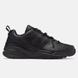 New Balance Women's WX608V5 black leather lace-up athletic trainer with ABZORB sole and tonal logo. Style #: WX608AB5.