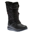 Black leather mid-calf waterproof boot with faux fur trim, lace-up front, side zipper, and rugged sole. Style # R0370BLK.