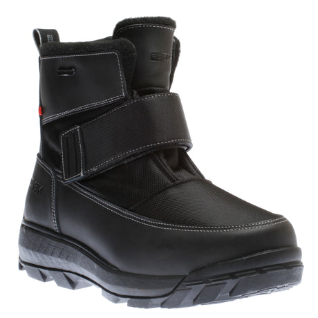 Nexgrip Jacob 3.0 black waterproof winter boot with hook-and-loop strap, faux-fur trim, and rugged sole. Style #R4E0635BLK