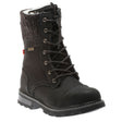 Women’s Nexgrip Ruby black waterproof leather lace-up boot with knit collar, side zipper, and ice-grip sole. Style #60129BLK