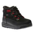 Women’s black waterproof mid-cut Nexgrip winter boot with red accents, lace-up front, and wool collar. Style # R2E0361BLK