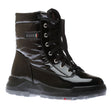 Black insulated winter boot with padded synthetic upper, wool lining, and rugged ALASKA outsole—waterproof and rated for warmth in -30°C Canadian winters.
