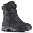 Black quilted winter boot with Velcro strap and cleated sole—Olang Kiev OC Velcro Black, vegan and waterproof.