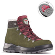 Side view of Olang Parigi 2.0 Muschino winter boots in brown hydro-suede with padded Cordura collar, lace closure, wool lining, and REGINA cleated outsole for icy traction.