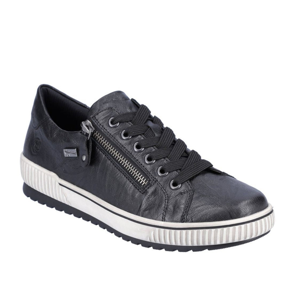 Remonte Ottawa D0700 Women's Lace Up Shoe, all-day comfort Premium black leather upper with sporty contrast stitching. Style #D0700-00