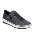 Remonte Ottawa D0700 Women's Lace Up Shoe, all-day comfort Premium black leather upper with sporty contrast stitching. Style #D0700-00