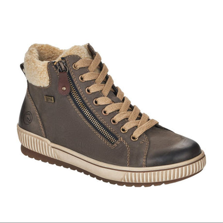 Remonte Columbo D0770 Women's Lace Up Sneaker Boot, durable water-resistant leather, Stylish side zipper. Style #D0770-45