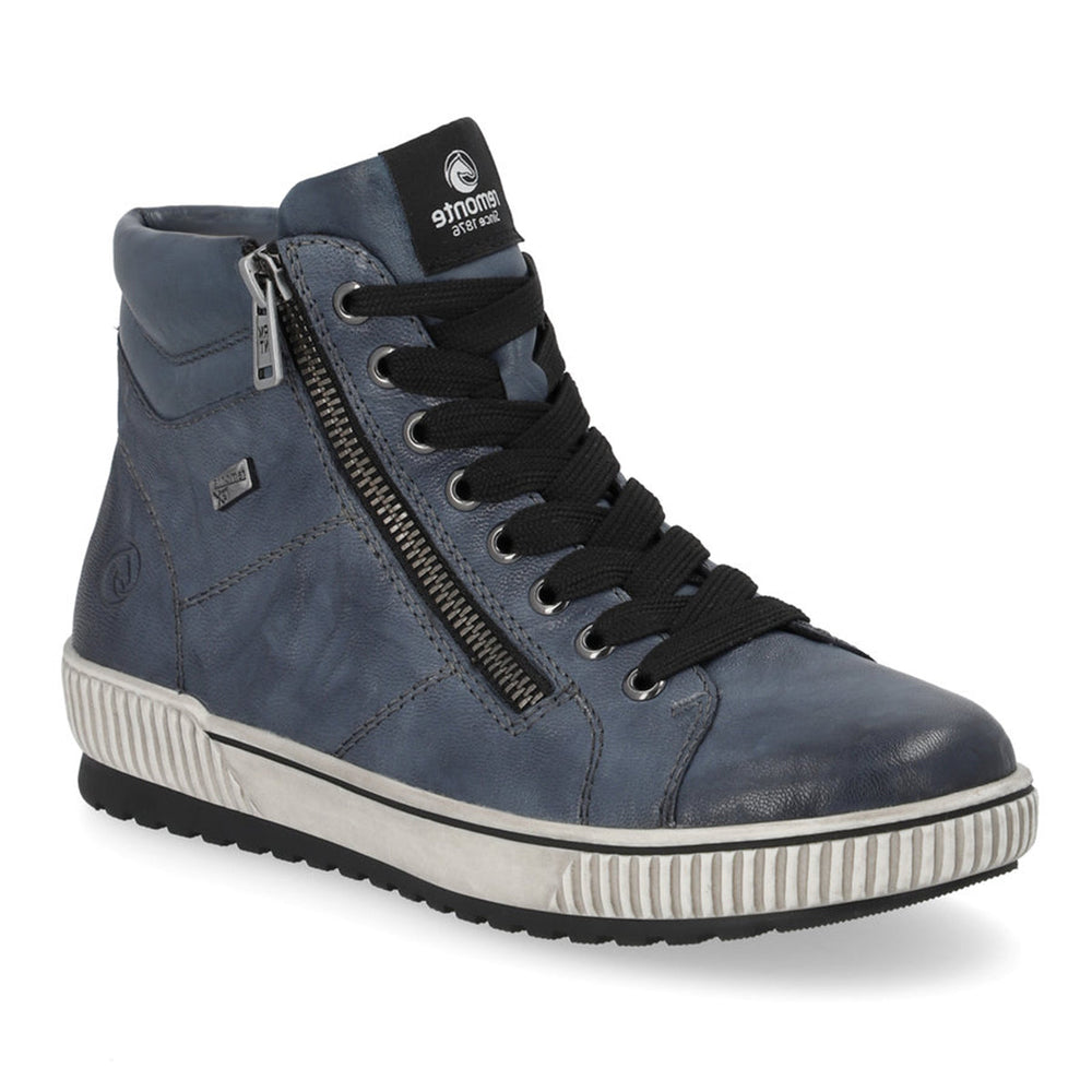 Remonte Ottawa D0772 Women's Lace Up Boots in Navy, navy leather and synthetic upper, waterproof technology. Style #D0771-14