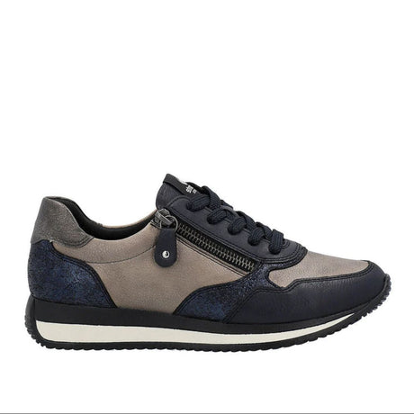 Remonte D0H01 Women's Side Zip Sneaker, premium leather upper, comfortable all day walking shoes. Style #D0H01-14