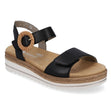 Remonte D0Q52 Women's Strap Sandals, wide leather strappy sandals decorative buckle closure. Style #D0Q52-00