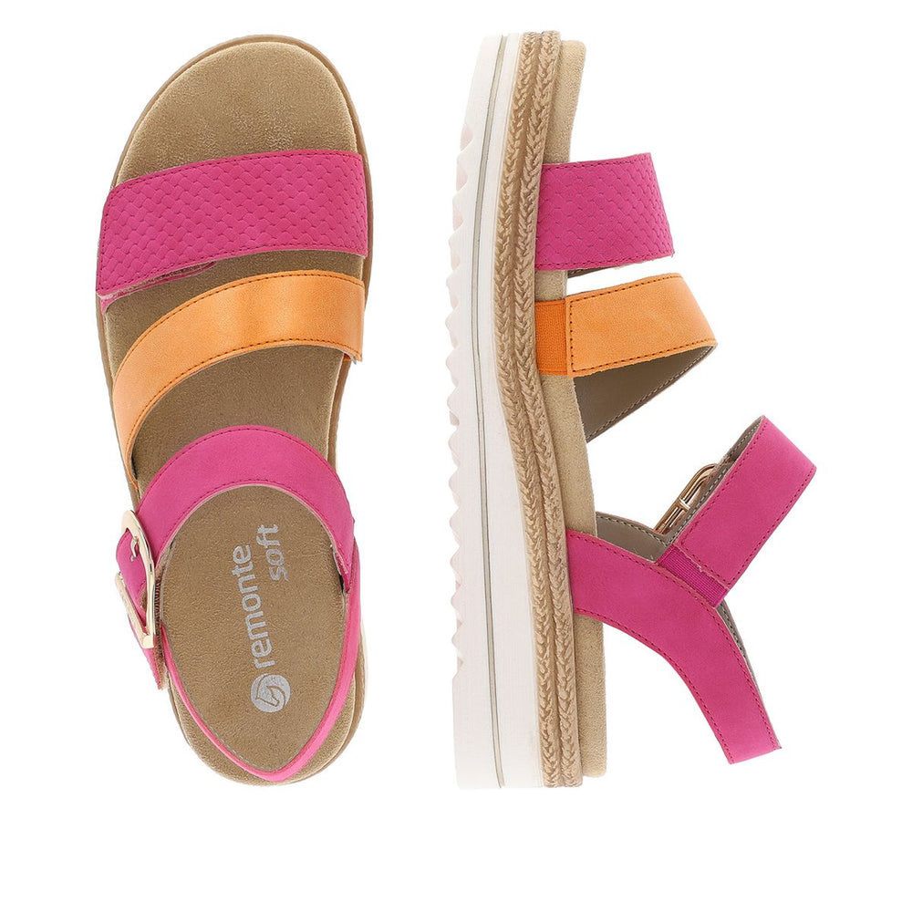 Remonte D0Q55 Magenta Women's Strap Sandals in Magenta