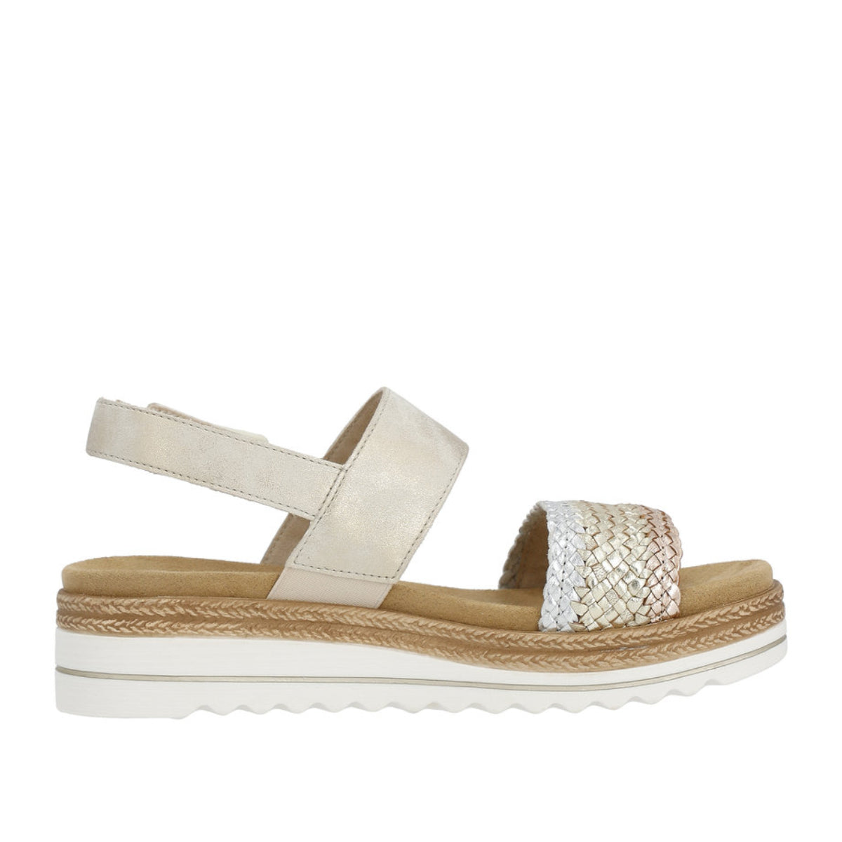 Remonte D0Q56 Beige Women's Strap Sandals in Gold