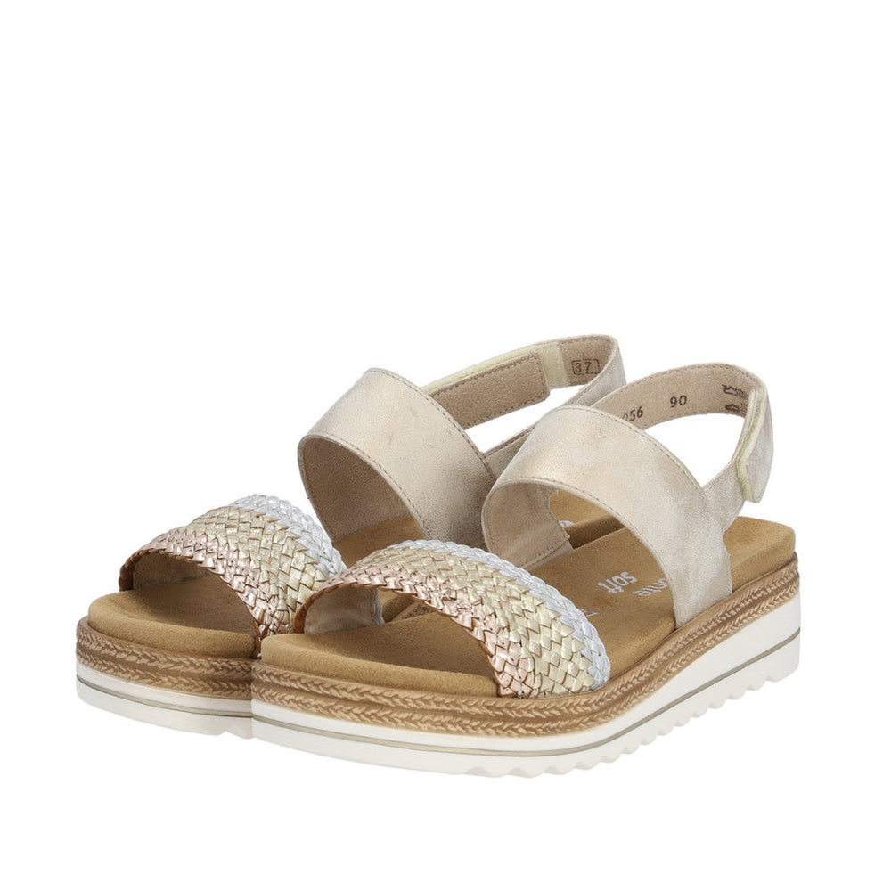 Remonte D0Q56 Beige Women's Strap Sandals in Gold