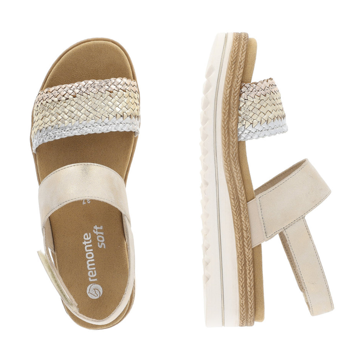 Remonte D0Q56 Beige Women's Strap Sandals in Gold